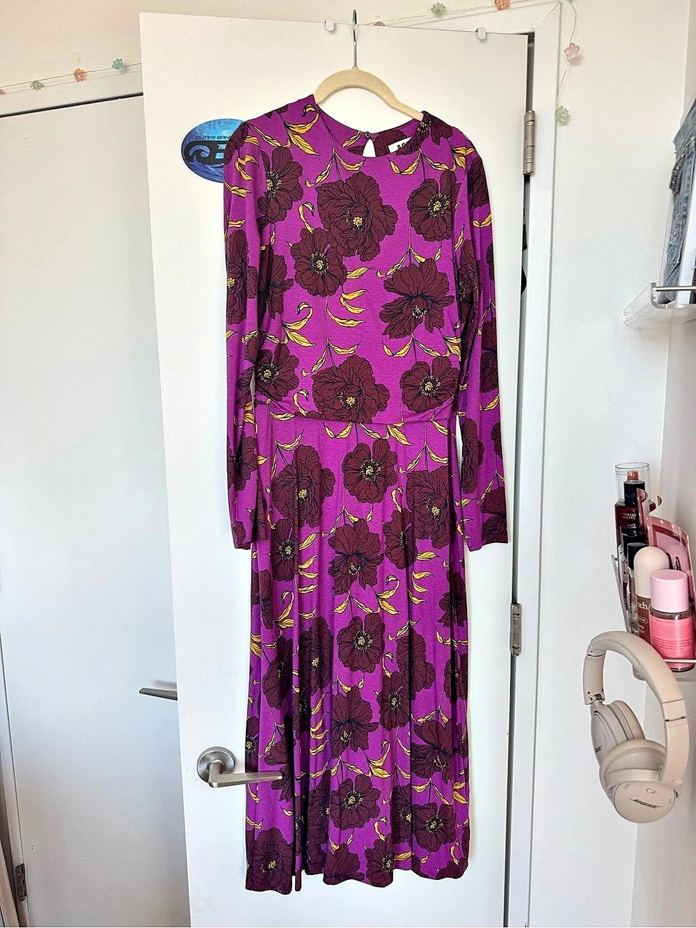 Boden Floral Maxi Dress in Purple & Red Size 8 Like New